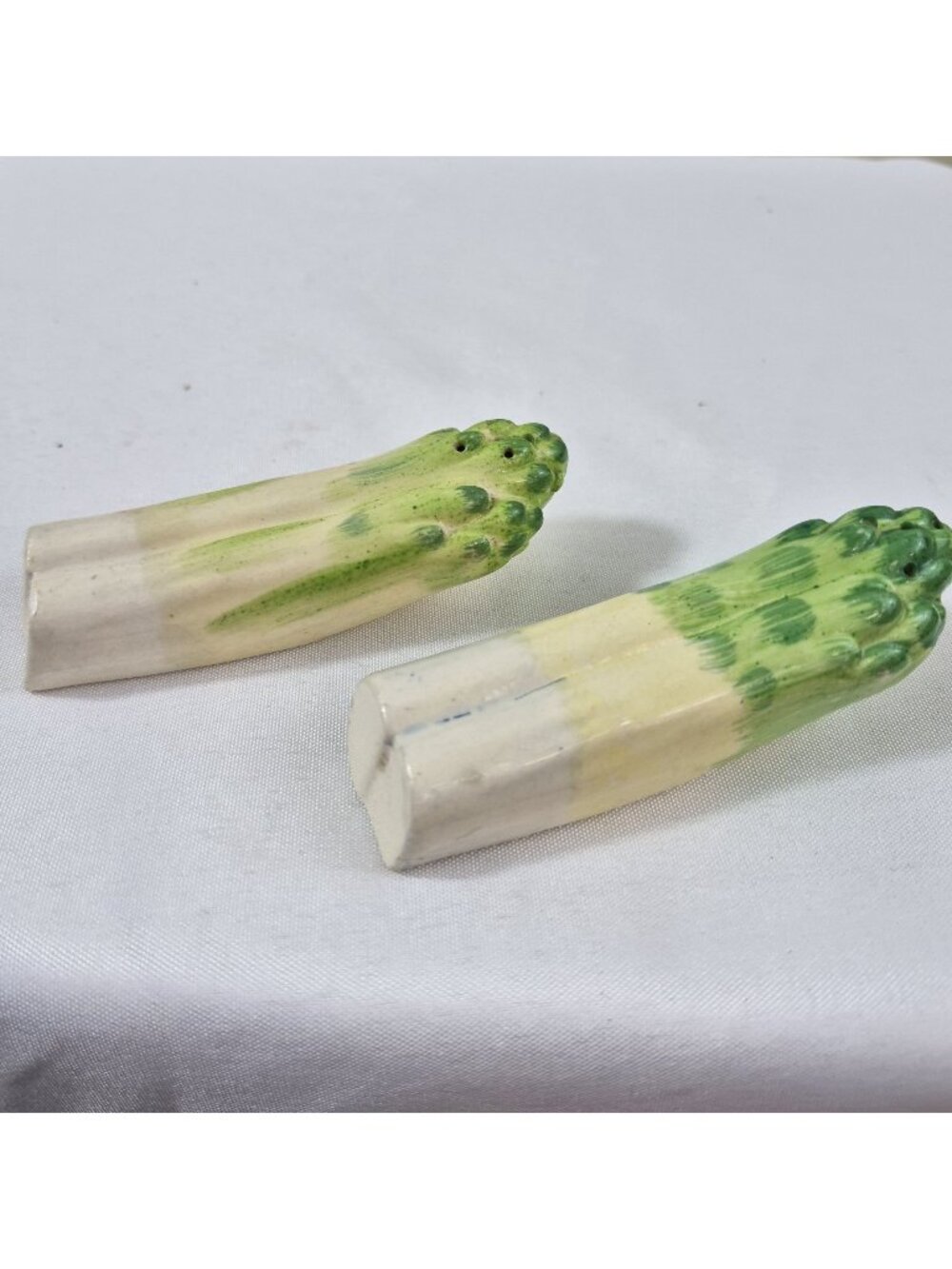 Vintage Japan Asparagus Salt & Pepper Shakers Hand Painted Ceramic No Stoppers